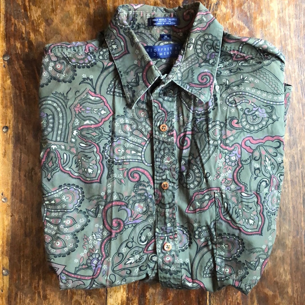 Men’s Geoffrey Beene Vintage 16 M green shirt